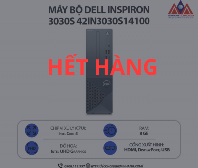 Máy bộ Dell Inspiron 3030S 42IN3030S14100 (i3 14100/ Ram 8GB/ SSD 512GB/ Windows 11/ 1Y)
