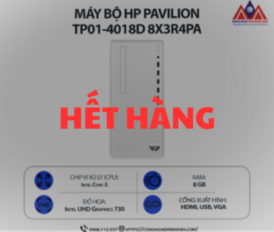 Máy bộ HP Pavilion TP01-4018d 8X3R4PA (i3 13100/ Ram 8GB/ SSD 256GB/ Windows 11/ 1Y)