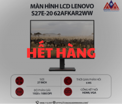 Màn hình máy tính Lenovo ThinkVision S27e-20 62AFKAR2WW (27 inch IPS/ 1920 x 1080/ 250 nits/ 6ms/ 60Hz), bảo hành 24 tháng