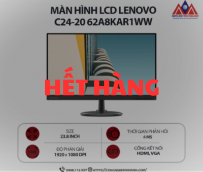 Màn hình máy tính Lenovo C24-20 62A8KAR1WW (23.8 inch IPS/ 1920 x 1080/ 250 cd/m2/ 4ms/ 75Hz), bảo hành 24 tháng