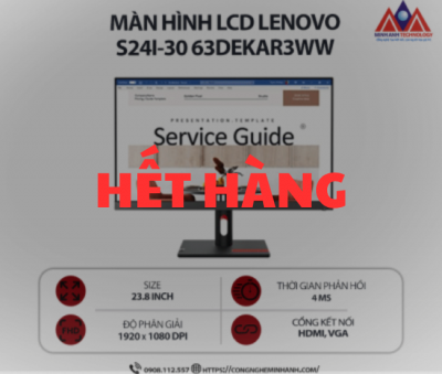 Màn hình máy tính Lenovo ThinkVision S24i-30 63DEKAR3WW (23.8 inch VA/ 1920 x 1080/ 250 nits/ 4ms/ 100Hz), bảo hành 24 tháng