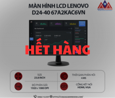 Màn hình máy tính Lenovo D24-40 67A2KAC6VN (23.8 inch VA/ 1920 x 1080/ 250 nits/ 4ms/ 75Hz), bảo hành 24 tháng