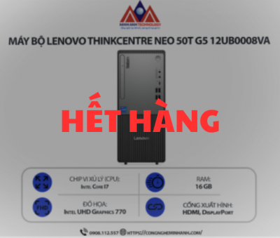 Máy bộ Lenovo ThinkCentre Neo 50t Gen 5 12UB0008VA (i7-14700/ Ram 16GB/ SSD 512GB/ 1Y)