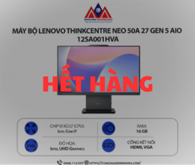 Máy bộ Lenovo ThinkCentre Neo 50a 27 Gen 5 AIO 12SA001HVA (i7 13620H/ Ram 16GB/ SSD 512GB/ 27 inch/ Windows 11/ 1Y)