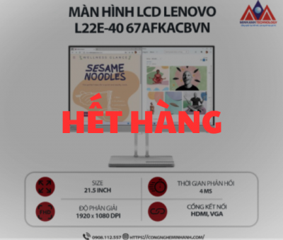 Màn hình máy tính Lenovo L22e-40 67AFKACBVN (21.5 inch VA/ 1920 x 1080/ 250 cd/m2/ 4ms/ 75Hz),  bảo hành 24 tháng