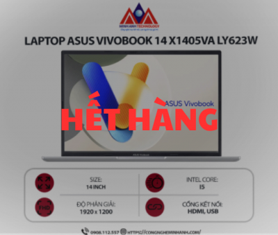 Laptop Asus Vivobook 14 X1405VA LY623W (I5-13420H/ Ram 16GB/ SSD 512GB/ Windows 11/ 1Y/ Bạc)