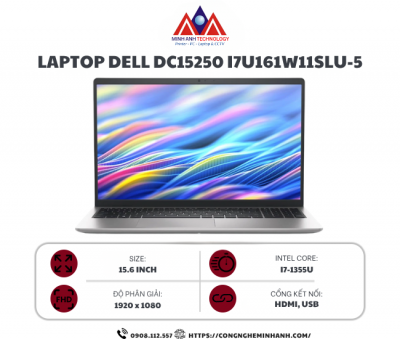 Laptop Dell 15 DC15250 - DC15250-i7U161W11SLU-5 (i7 1355U, 16GB, 1TB, Full HD 120Hz, OfficeH24+365, Win11)