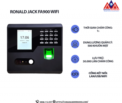 Máy Chấm Công khuôn mặt Ronald Jack FA-900 Wifi