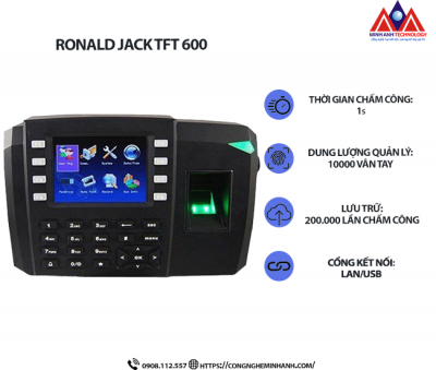 Máy Chấm Công Vân Tay Ronald Jack TFT600