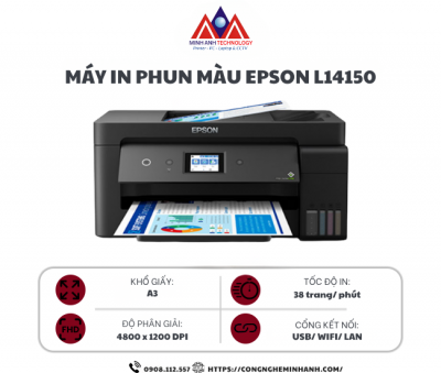 Máy in phun màu Epson L14150 (A3/A4/ Copy/ Scan/ Fax/ Đảo mặt/ ADF/ USB/ LAN/ WIFI)