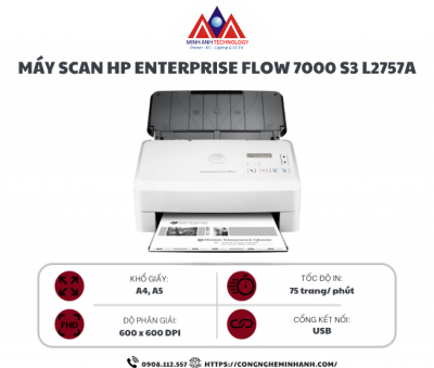 Máy Scan HP Enterprise Flow 7000 S3 L2757A (A4/A5/ Đảo mặt/ ADF/ USB)