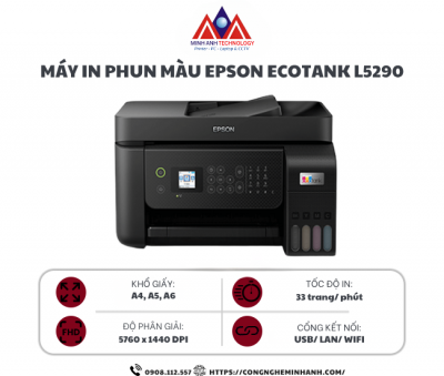 Máy in phun màu Epson Ecotank L5290 (A4/A5/ In/ Copy/ Scan/ Fax/ ADF/ USB/ LAN/ WIFI)