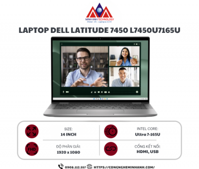Laptop Dell Latitude 7450 L7450U7165U (Ultra 7 165U vPro/ 16GB/ 512GB SSD/ 14 inch FHD+/ Ubuntu/ 3Y ProSupport Onsite)