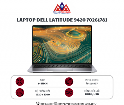 Laptop Dell Latitude 9420 70261781 (Core i5-1145G7/ 16GB/ 512GB/ Intel Iris Xe/ 14 inch FHD+/ Windows 10 Pro/ Xám)