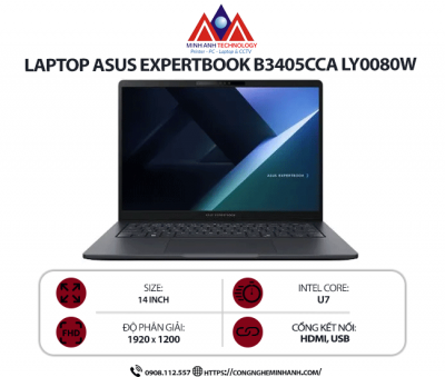 Laptop Asus ExpertBook B3405CCA LY0080W (U7 225H/ Ram 16GB/ SSD 512GB/ Windows 11/ 1Y/ Xám)
