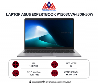 Laptop Asus ExpertBook P1503CVA-i308-50W (i3-1315U/ Ram 8GB/ SSD 512GB/ Windows 11 Home/ 1Y/ Xám)