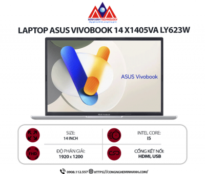 Laptop Asus Vivobook 14 X1405VA LY623W (I5-13420H/ Ram 16GB/ SSD 512GB/ Windows 11/ 1Y/ Bạc)