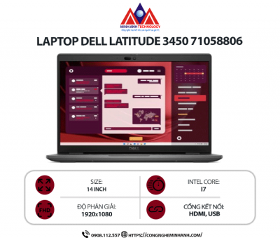 Latop Dell Latitude 3450 71058806 (i7-1355U/ Ram 16GB/ SSD 512GB/ Windows 11 Home/ 1Y)