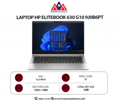 Laptop HP Elitebook 630 G10 9J0B6PT (i7 1355U/ Ram 8GB/ SSD 512GB/ Windows 11 Home/ 1Y/ Bạc)