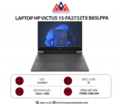 Laptop HP Victus 15-fa2732TX B85LPPA (i5-13420H/ Ram 16GB/ SSD 512GB/ RTX 4050 6GB/ Windows 11 Home/ 1Y/ Đen)