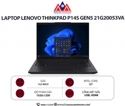 Laptop Lenovo ThinkPad P14s Gen 5 21G20053VA (Ultra 7 155H/ Ram 32GB/ SSD 512GB/ RTX500 4GB/ Windows 11/ 1Y/ Đen)