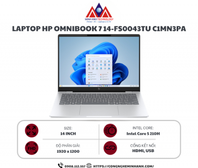 Laptop HP OmniBook 7 14-fs0043TU C1MN3PA (Core 5 210H/ 16GB/ 512GB SSD/ 14 inch WUXGA/ Win 11/ Office/ Bạc)