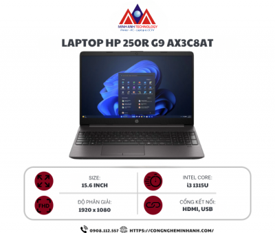 Laptop HP 250R G9 - AX3C8AT (i3-1315U/ 8GB/ 512GB/ Windows 11 Home Single Language 64-bit)