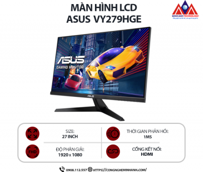 Màn hình máy tính Asus VY279HGE (27 inch IPS/ 1920 x 1080/ 250cd/m2/ 1ms/ 144Hz), bảo hành 24 tháng