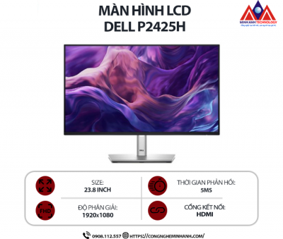 Màn hình máy tính Dell P2425H (23.8 inch IPS/ 1920 x 1080/ 250 cd/m2/ 5ms/ 100Hz), bảo hành 24 tháng