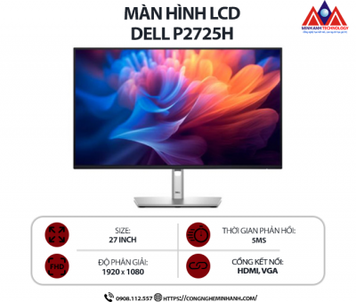 Màn hình máy tính Dell P2725H (27 inch IPS/ 1920 x 1080/ 300 cd/m2/ 5ms/ 100Hz), bảo hành 24 tháng