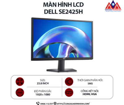 Màn hình máy tính Dell SE2425H (23.8 inch VA/ 1920 x 1080/ 250 cd/m2/ 5ms/ 75Hz), bảo hành 24 tháng