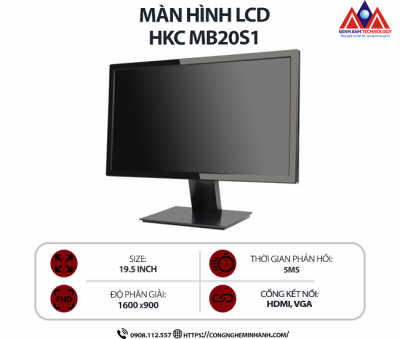 Màn hình máy tính HKC MB20S1 (19.5 INCH TN/ 1600 x900/ 250 cd/m2 / 5ms/ 60Hz), bảo hành 24 tháng