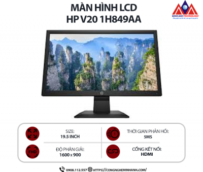 Màn hình máy tính HP V20 1H849AA (19.5 inch TN/ 1600 x 900/ 200 cd/m2/ 5ms/ 60Hz), bảo hành 24 tháng