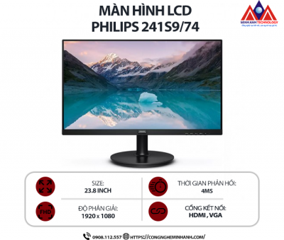 Màn hình máy tính Philips 241S9/74 (24 inch IPS/ 1920 x 1080/ 250 cd/m2/ 4ms/ 75Hz), bảo hành 24 tháng