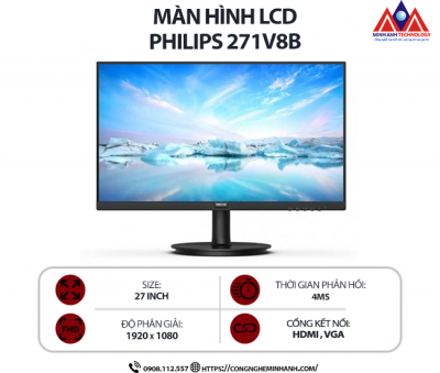 Màn hình máy tính Philips 271V8B (27 inch IPS/ 1920 x 1080/ 250 cd/m²/ 4 ms/ 100Hz), bảo hành 24 tháng