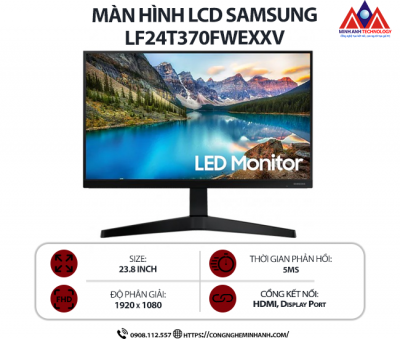 Màn hình máy tính Samsung LF24T370FWEXXV (23.8 inch IPS/ 1920 x 1080/ 250cd/m2/ 5ms/ 75Hz), bảo hành 24 tháng