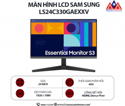 Màn hình máy tính Samsung LS24C330GAEXXV (24 inch VA/ 1920 x 1080/ 250cd/m2/ 4ms/ 100Hz), bảo hành 24 tháng