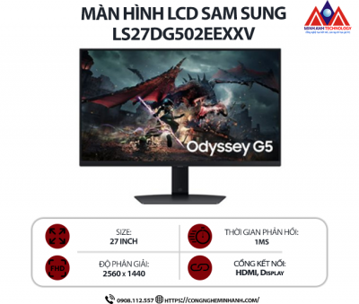 Màn hình máy tính Samsung Odyssey G5 G50D LS27DG502EEXXV (27 inch IPS/ 2560 x 1440/ 350cd/m2/ 1ms/ 180Hz), bảo hành 24 tháng
