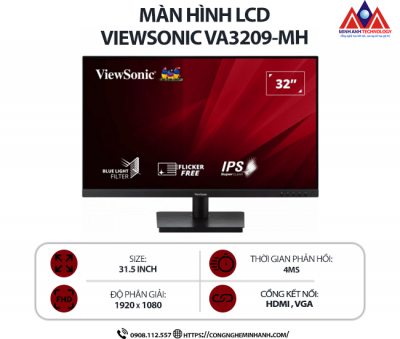 Màn hình máy tính Viewsonic VA3209-MH (31.5 inch IPS/ 1920 x 1080/ 250 cd/m2/ 4ms/ 75Hz), bảo hành 24 tháng