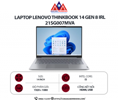 Laptop Lenovo ThinkBook 14 Gen 8 IRL 21SG007MVA (I5-210H/ Ram 16GB/ SSD 512GB/ Windows 11/ 1Y/ Xám)