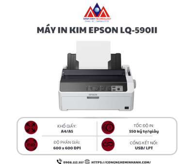 Máy in kim EPSON LQ-590II (In kim/ A4/ A5/ USB/ Parallel)