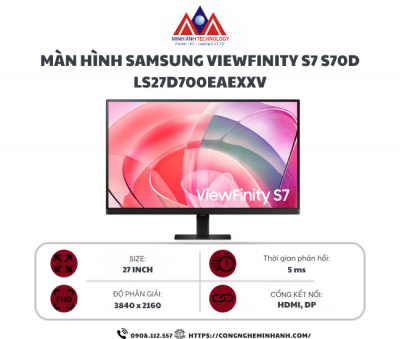 Màn Hình Đồ Họa SAMSUNG ViewFinity S7 S70D LS27D700EAEXXV (27.0 inch/ 4K/ IPS/ 60Hz/ 5ms)
