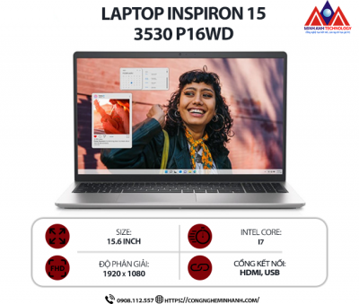 Laptop Dell Inspiron 15 3530 P16WD (i7 1355U/ Ram 16GB/ SSD 1TB/ Windows 11/ Office/ 1Y/ Bạc)