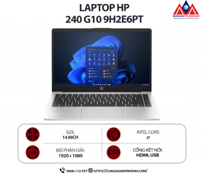 Laptop HP 240 G10 9H2E6PT (i7 1355U/ Ram 16GB/ SSD 512GB/ Windows 11/ 1Y/ Bạc)