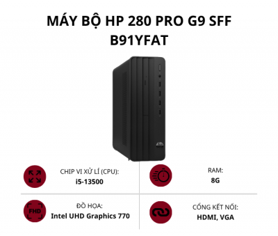Máy bộ HP 280 Pro G9 SFF B91YFAT (Core i5-13500/ Ram 8GB/ SSD 512GB/ Win 11 Home/ Đen/ 1Y)