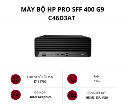 Máy bộ HP Pro SFF 400 G9 C46D3AT (Core i7-14700/ Ram 16GB/ SSD 512GB/ Intel Graphics/ Win 11 Home)