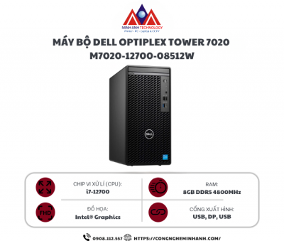 Máy bộ Dell OptiPlex Tower 7020 (Intel Core i7-12700/ 8GB DDR5/ 512GB SSD/ Windows 11) (M7020-12700-08512W)