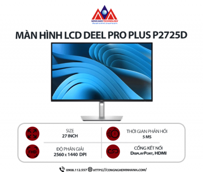 Màn hình máy tính Dell Pro Plus P2725D (27 inch/ 2560 x 1440/ 5ms/ 100Hz), bảo hành 24 tháng