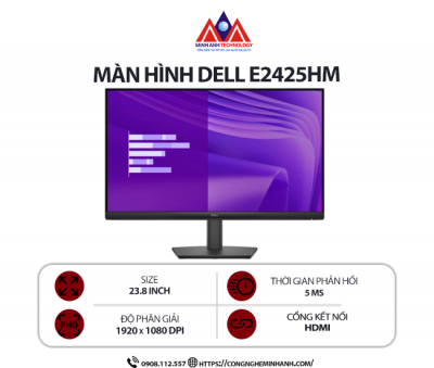 Màn hình máy tính Dell E2425HM (23.8 inch / 1920x1080 / 250 cd/m² / 5ms / 100Hz), bảo hành 24 tháng