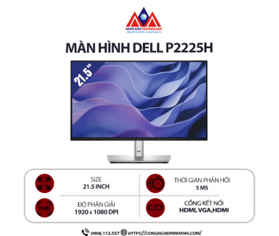 Màn hình máy tính Dell P2225H (21.5 inch / 1920x1080 / 300 cd/m² / 8ms / 100Hz), bảo hành 24 tháng